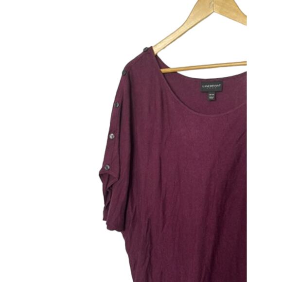 Lane Bryant Maroon Maroon Button Detail Dolman Sleeve Sweater Banded Hem 18/20 - Picture 4 of 9